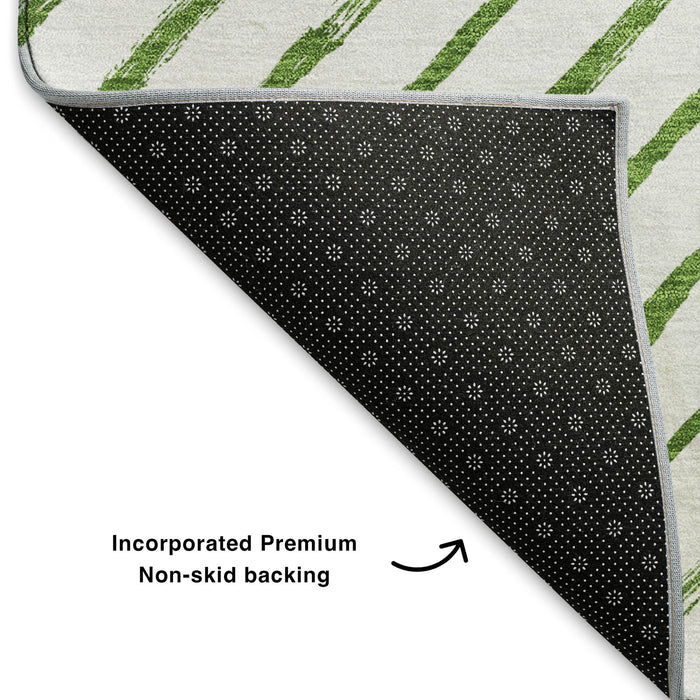 10' X 14' Abstract Geometric Washable Area Rug With UV Protection (701930) - Green / Ivory