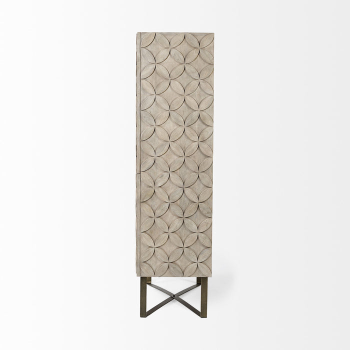 Curio Cabinet With Four Doors - Brown / Gold