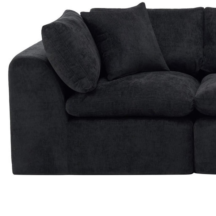 Chenille Modular Sofa Chaise With Ottoman Toss Pillows (725210) - Black