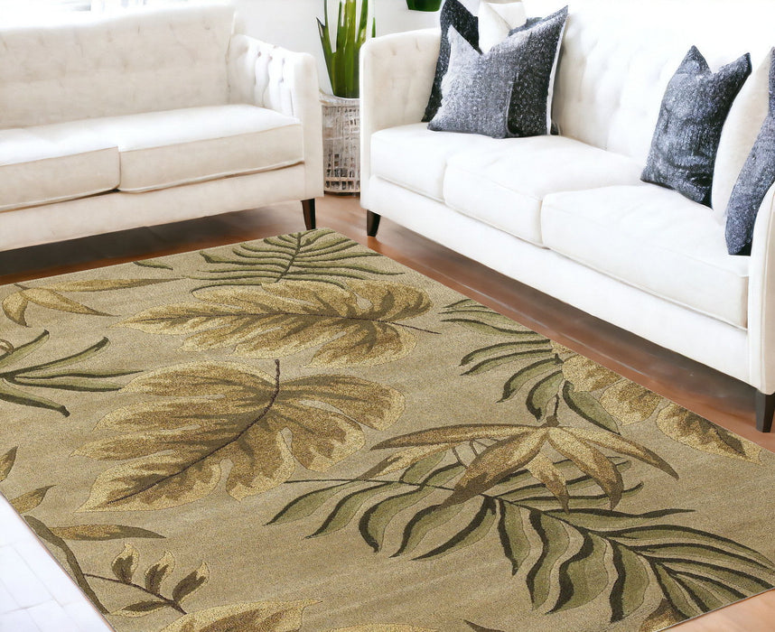 5' x 8' Hand Tufted Tropical Leaves Indoor Area Rug - Sand Beige