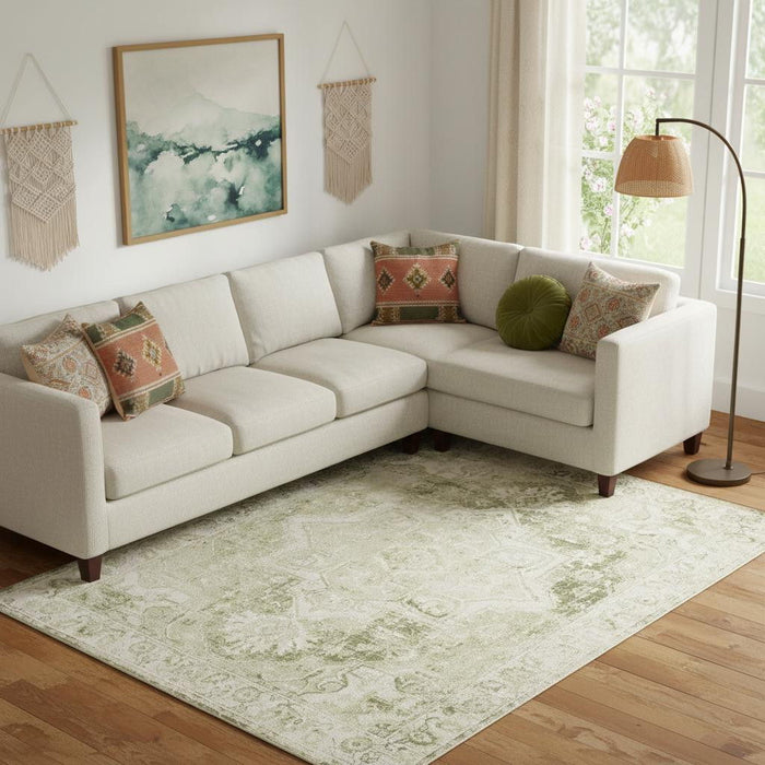 9' X 12' Floral Area Rug (551389) - Sage / Ivory