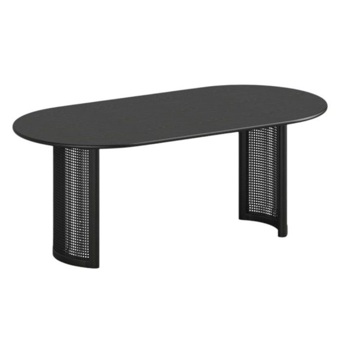 79" Solid Wood Mirrored Double Pedestal Base Dining Table - Black