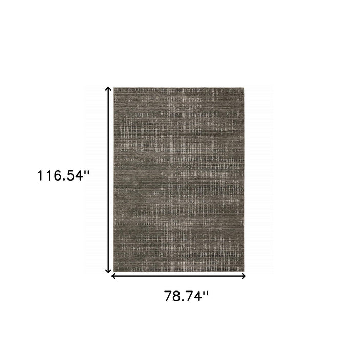 6' x 9' Abstract Power Loom Stain Resistant Area Rug - Charcoal Gray Gray Ivory Tan And Brown