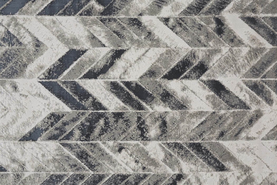 12' x 15' Geometric Stain Resistant Area Rug - Black Gray And Silver
