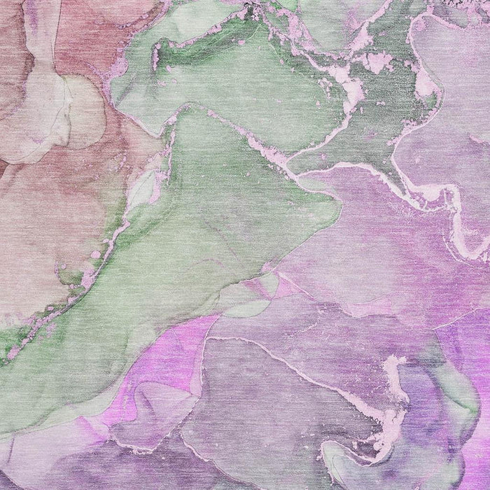 8' X 10' Abstract Washable Area Rug With UV Protection (646498) - Purple / Green / Pink