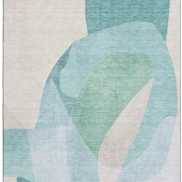 10' X 14' Abstract Washable Area Rug With UV Protection (716707) - Pale Aqua / Beige