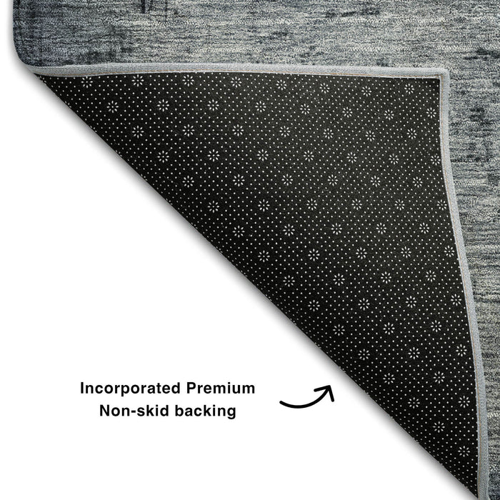 10' X 14' Abstract Washable Area Rug With UV Protection (683560) - Blue / Gray / Gold