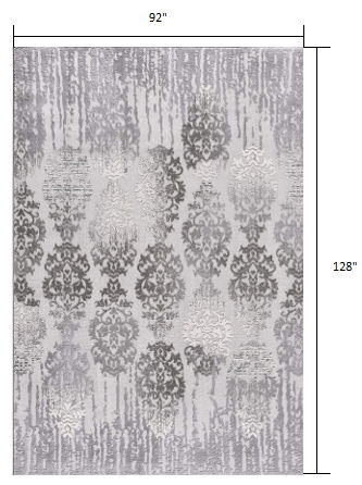 8' x 10' Damask Power Loom Area Rug - Gray