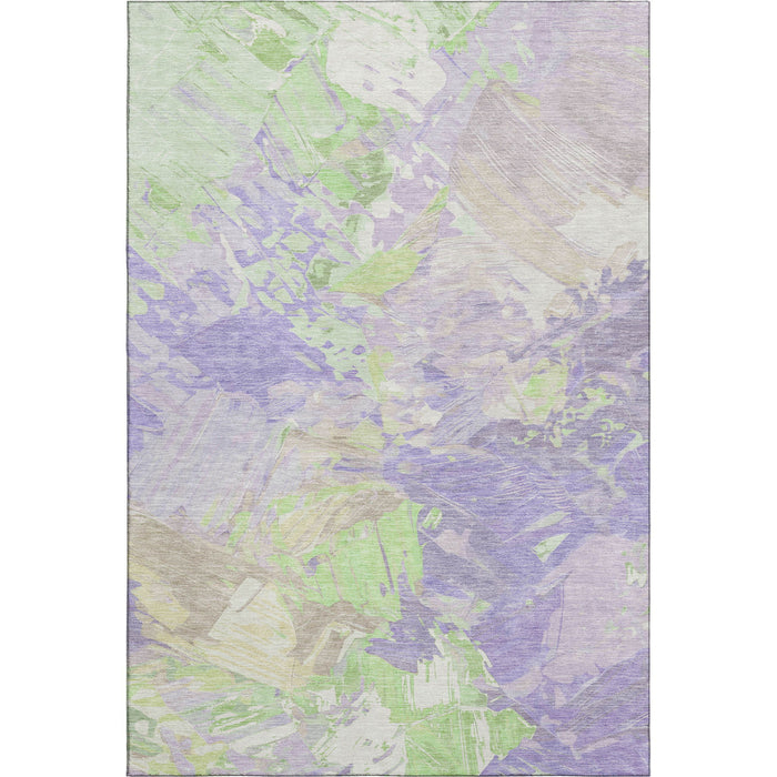 10' X 14' Abstract Washable Area Rug With UV Protection (697980) - Lavender / Green / Beige
