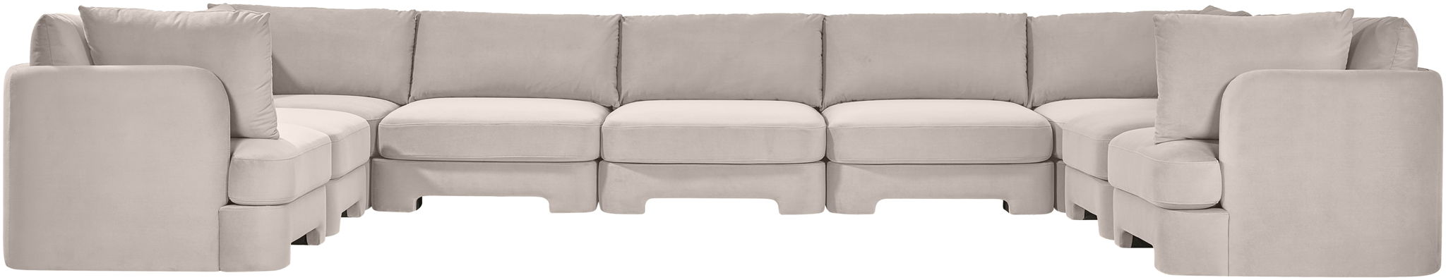 Meridian Furniture Hammond velvet performance fabric 9-piece sectional sofa with plush upholstery and modern design.