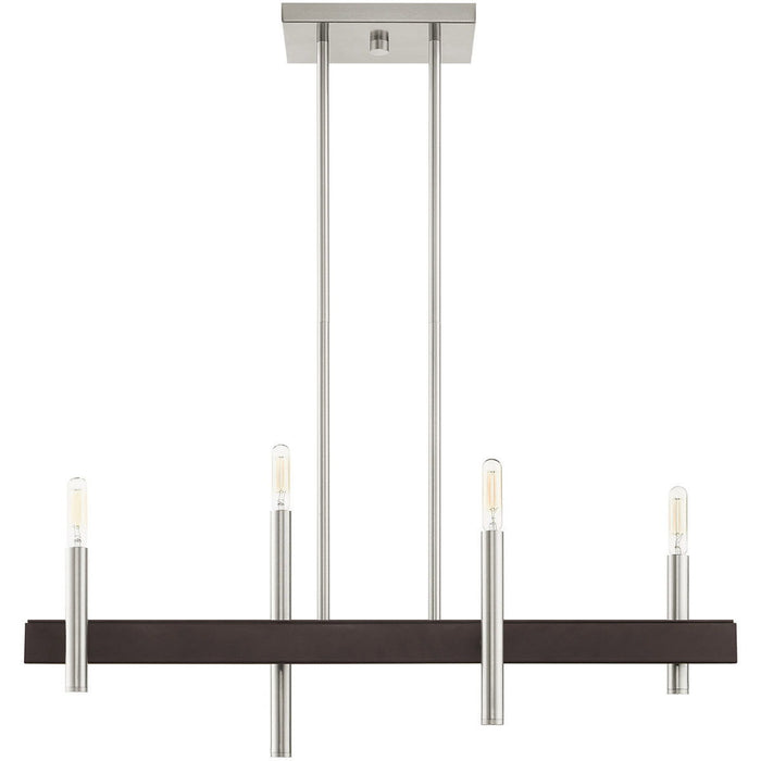 Four Light Dimmable Chandelier With Shades - Nickel