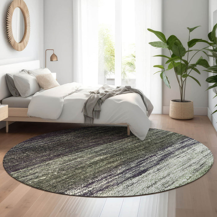 8' Ombre Washable Round Rug With UV Protection - Green