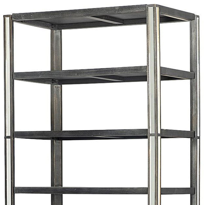 Mirrored Four Tier Bookcase With Three Drawers - Dark Brown