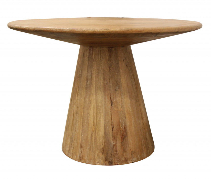42" Solid Wood Pedestal Base Round Top Dining Table - Natural
