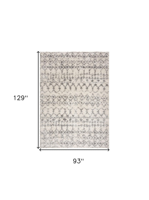 8' x 11' Southwestern Shag Power Loom Area Rug - Gray And Ivory