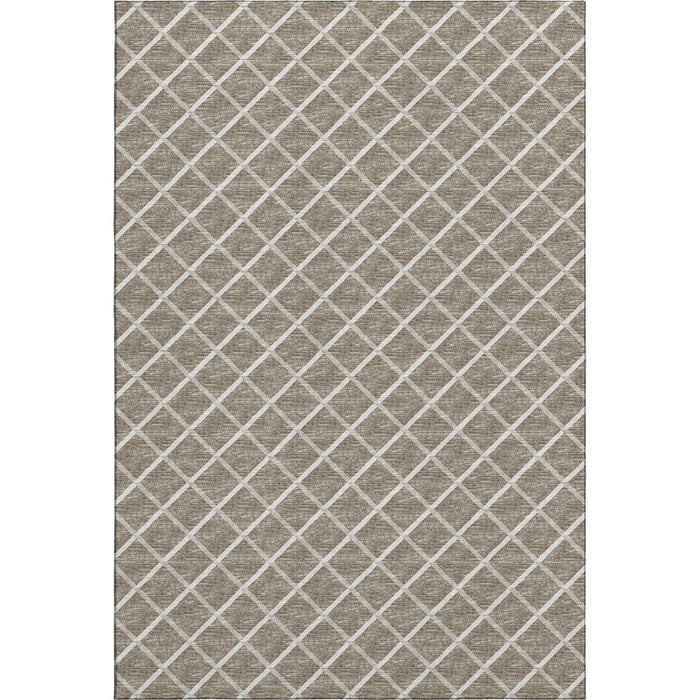 10' X 14' Geometric Washable Area Rug With UV Protection - Taupe / Ivory