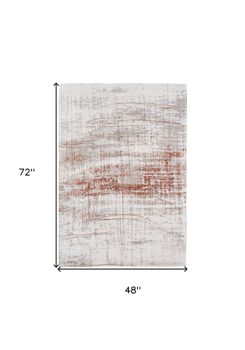 5' x 7' Abstract Non Skid Area Rug - Gray And Yellow