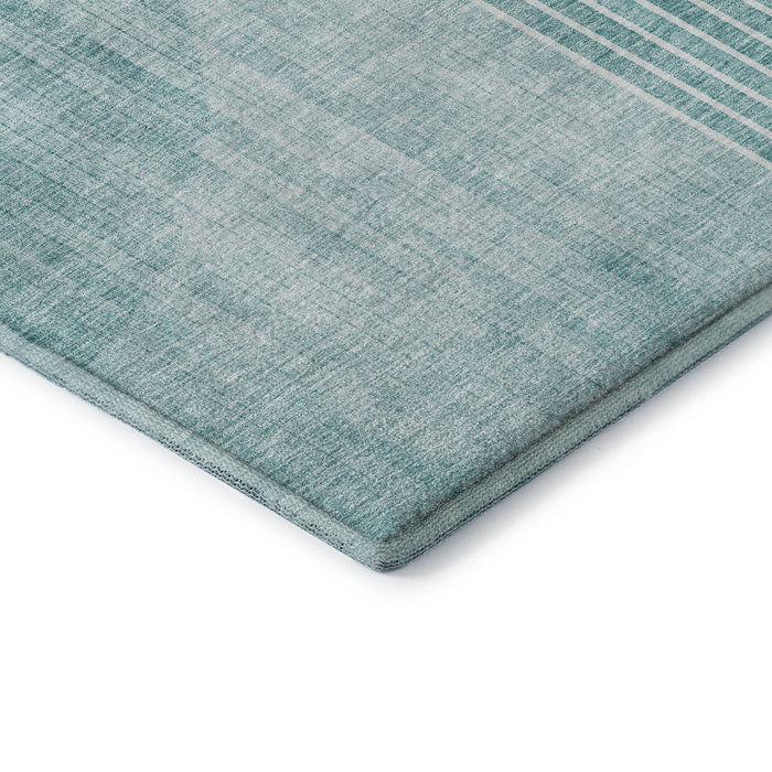 10' X 14' Geometric Washable Area Rug With UV Protection (655752) - Teal / Ivory