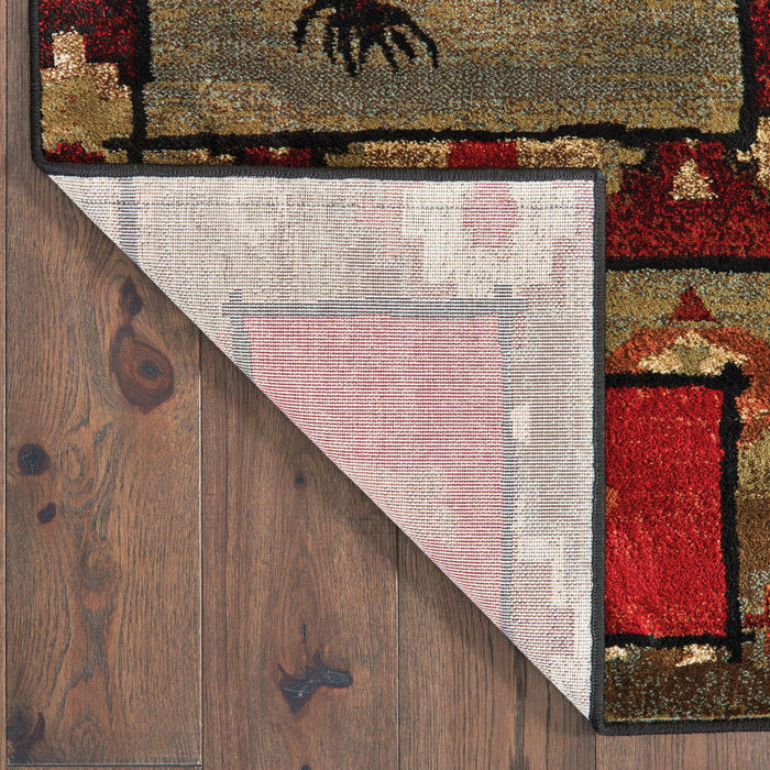 10' x 13' Southwestern Power Loom Stain Resistant Area Rug - Brown Rust Berry Sage Green Gold And Ivory