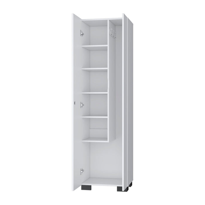 71" Wood Two Door Utility Cabinet - White