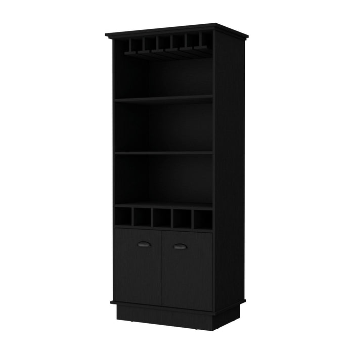 70" Wood Bar Cabinet With Two Doors - Black