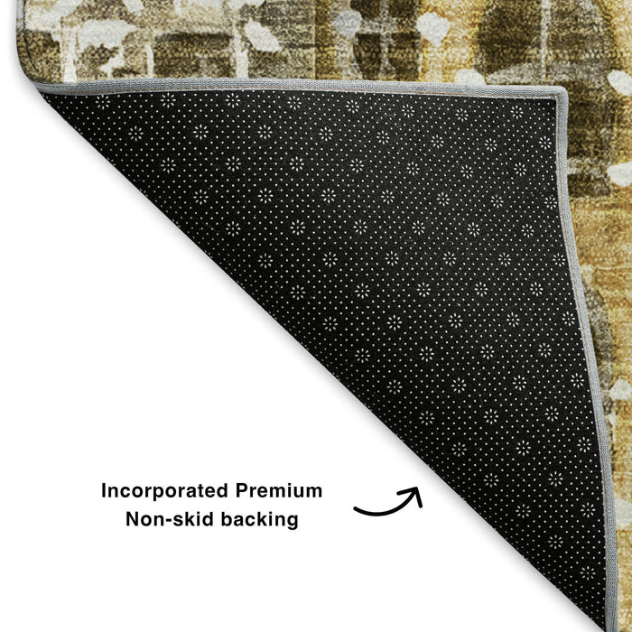 8' X 10' Abstract Geometric Washable Area Rug With UV Protection (650864) - Brown / Gray / Ivory