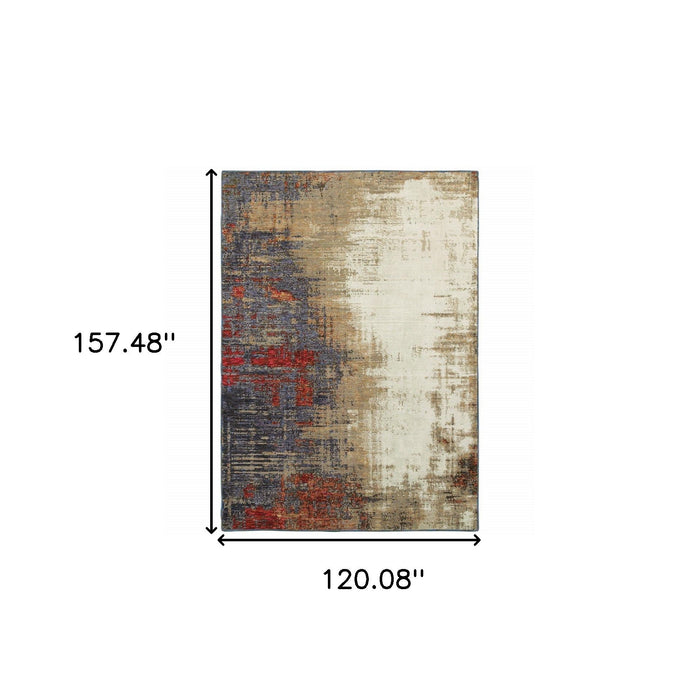 10' x 13' Abstract Power Loom Area Rug - Beige And Blue