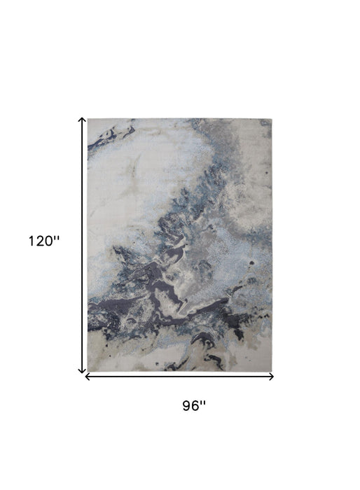 8' x 10' Abstract Area Rug - Ivory Black And Gray