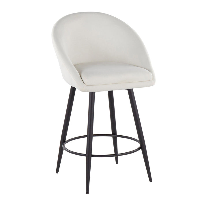 Matisse - 26" Highback Fixed-Height Counter Stool With Swivel And Round Black Metal Footrest (Set of 2) - Black Metal