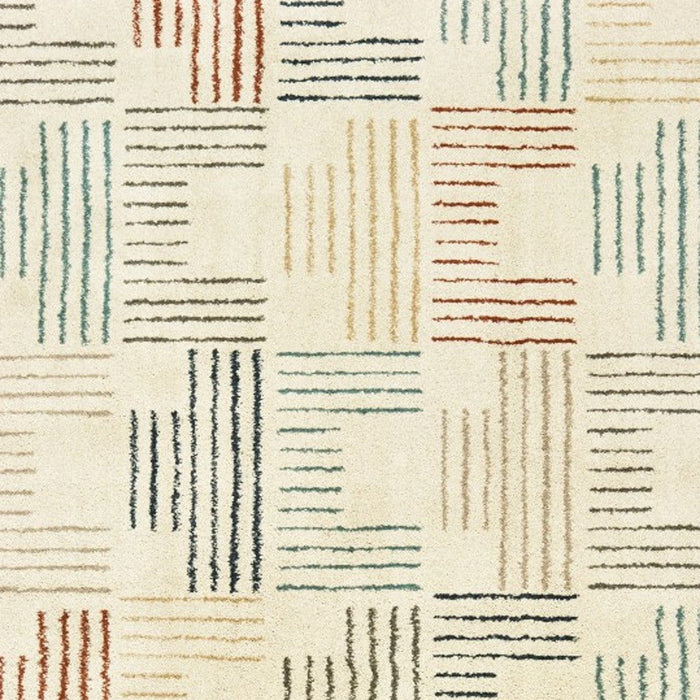 9' x 12' Neutral Tone Scratch Indoor Area Rug - Ivory Multi