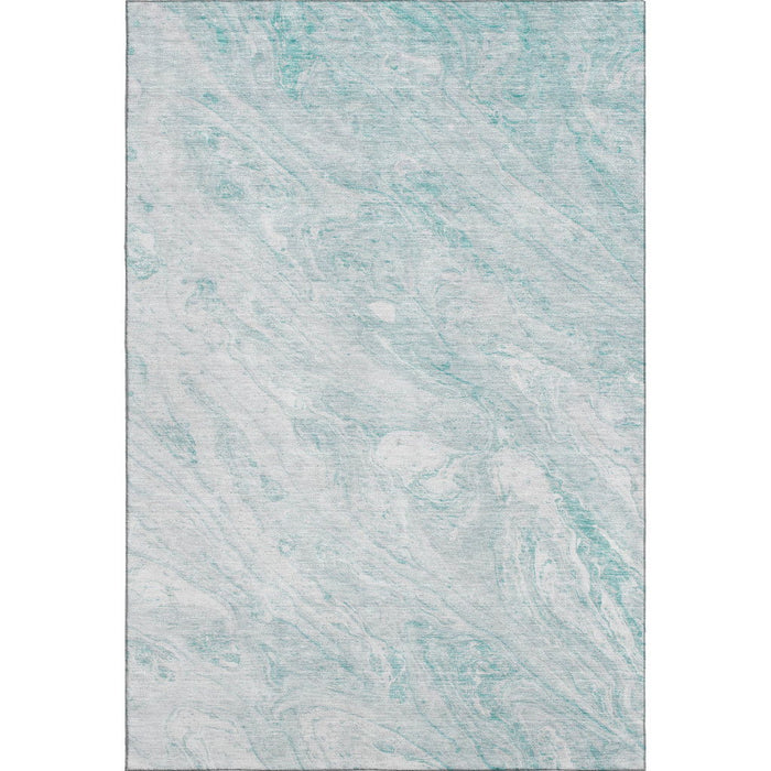 10' X 14' Abstract Washable Area Rug With UV Protection (653470) - Teal / Ivory