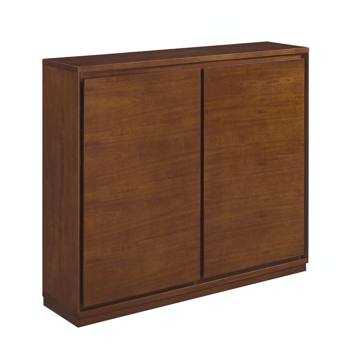 Giga walnut sideboard with storage compartments and 2 outlet holes, ideal for entryway, hallway, living room, or dining area