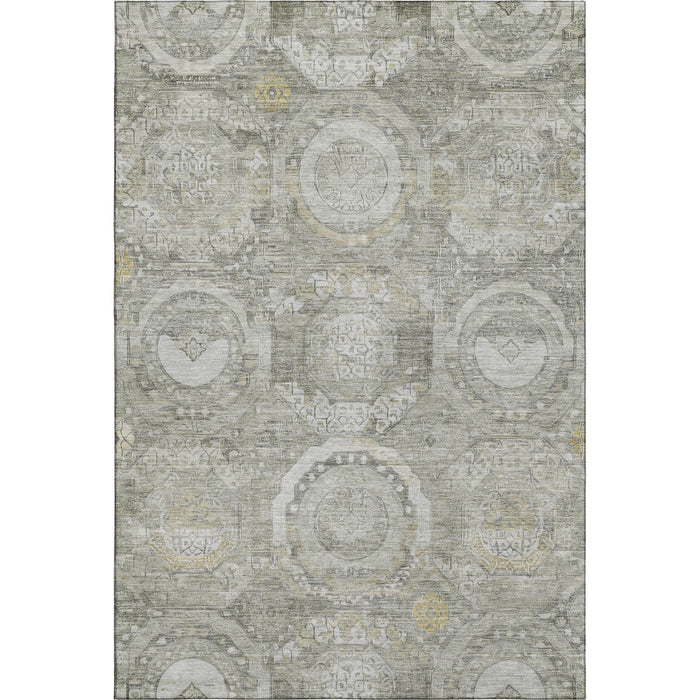 10' X 14' Mosaic Washable Area Rug With UV Protection (696410) - Pewter / Gray / Wheat