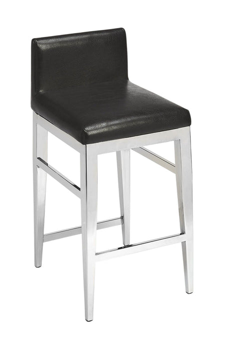 25" Faux Leather And Steel Bar Chair - Black / Silver