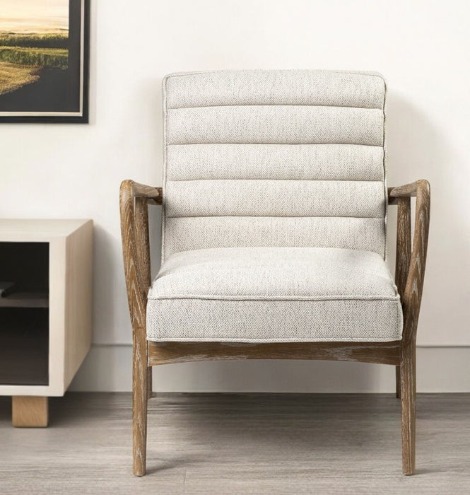 Fabric Lounge Chair - Cream / Brown
