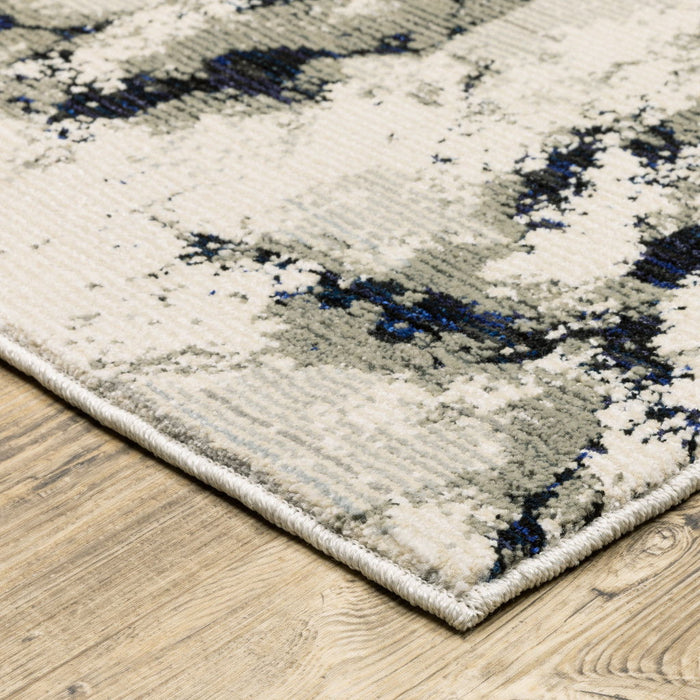 10' x 13' Abstract Power Loom Area Rug - Gray And Black