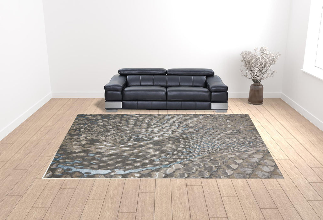 12' x 15' Geometric Area Rug - Blue Silver And Gray