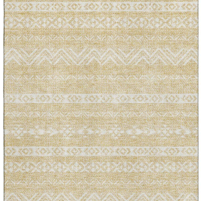 8' X 10' Southwestern Washable Area Rug With UV Protection - Gold And Beige