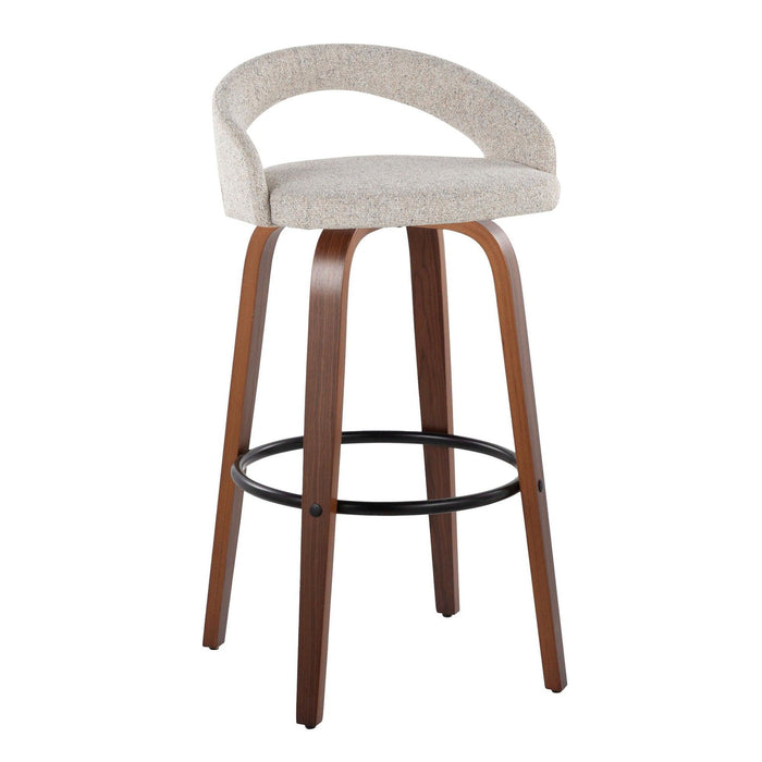 Grotto - Upholstered Fixed-Height Barstool (Set of 2) - Walnut Wood