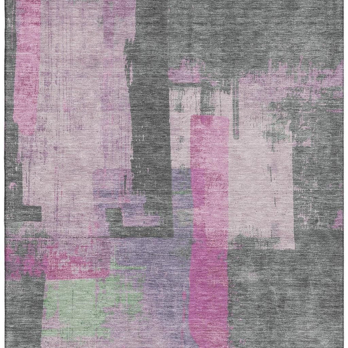 10' X 14' Abstract Washable Area Rug With UV Protection (701123) - Blush / Gray