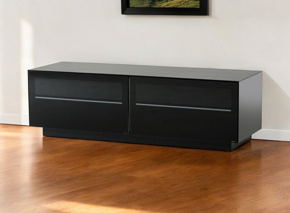 59" Glass And Wood Enclosed Storage TV Stand - Black