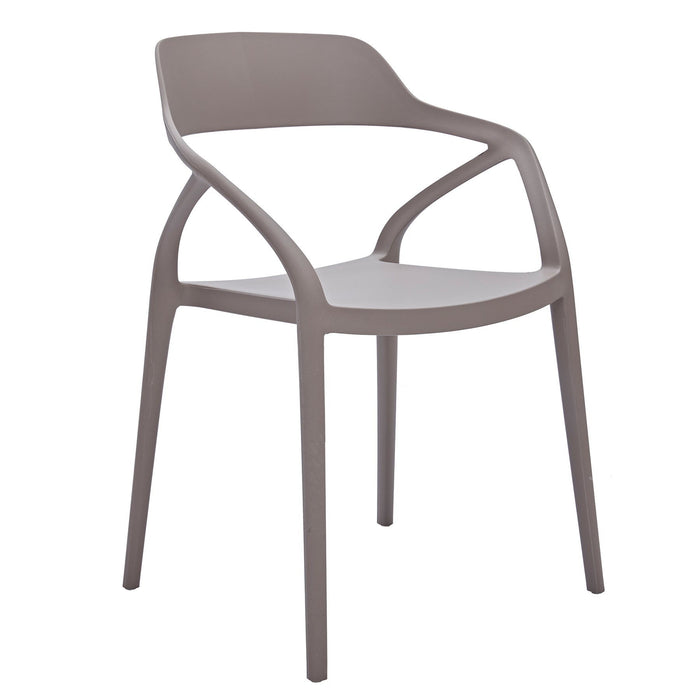 Heavy Duty Plastic Open Back Dining Arm Chair (Set of 4) - Gray