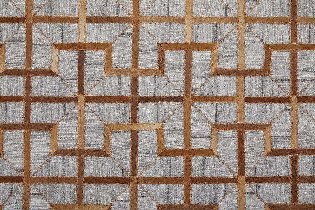 10' x 13' Geometric Hand Woven Area Rug - Tan Brown And Gray