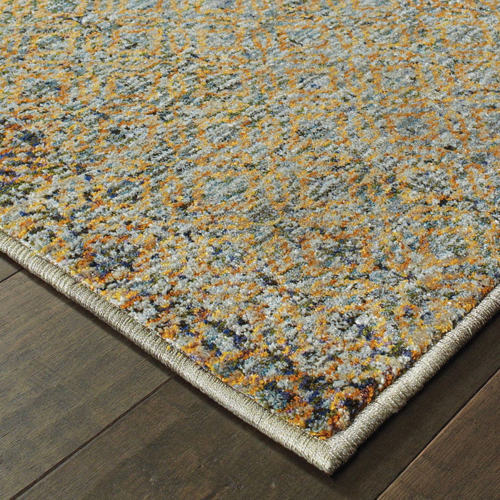 9' x 12' Geometric Power Loom Area Rug - Blue And Silver