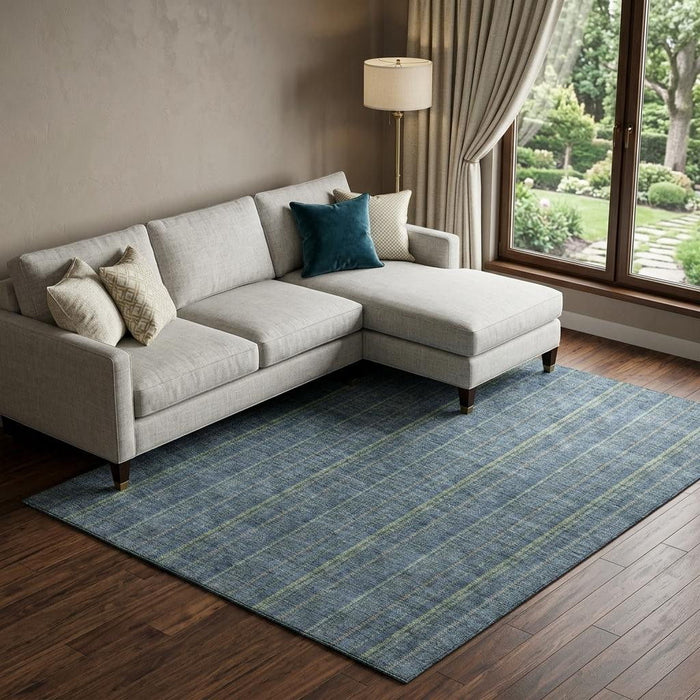 10' X 14' Striped Washable Area Rug With UV Protection (677531) - Blue / Green