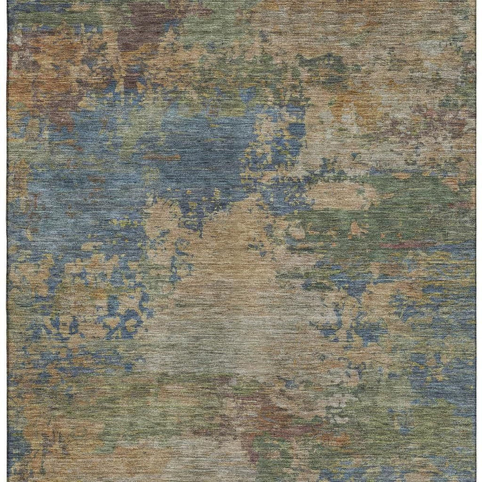 10' X 14' Abstract Washable Area Rug With UV Protection (716996) - Denim Blue / Beige