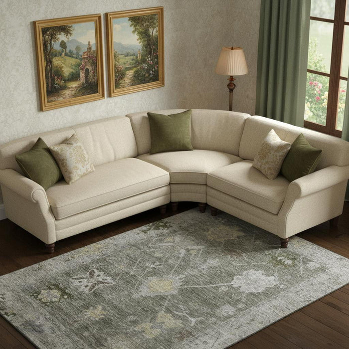 10' X 14' Oriental Washable Area Rug With UV Protection (714985) - Pewter / Gray