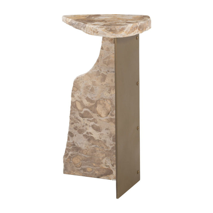 24" Marble Pedestal End Table - Beige