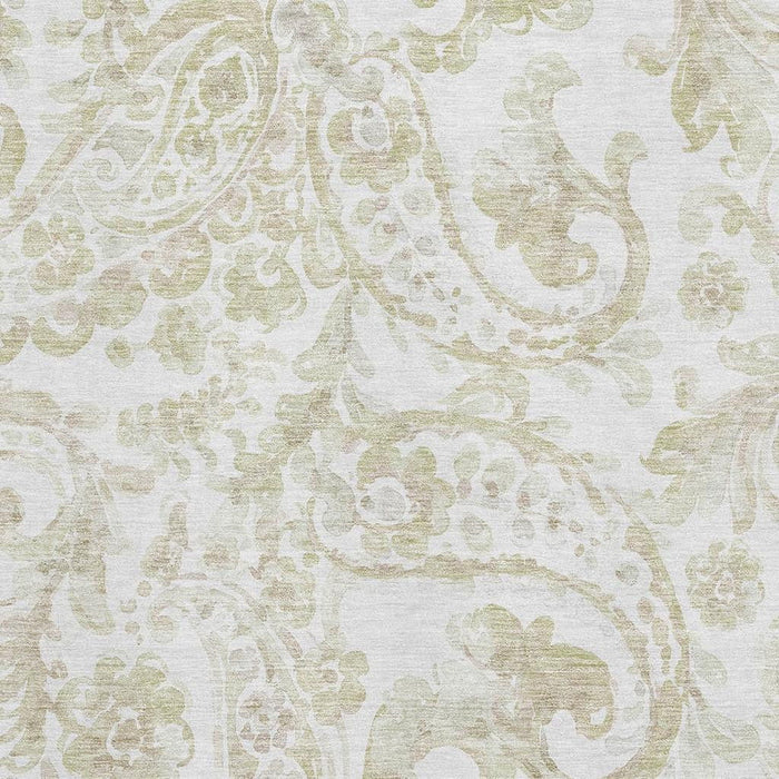 10' X 14' Paisley Washable Area Rug With UV Protection - Beige And Ivory