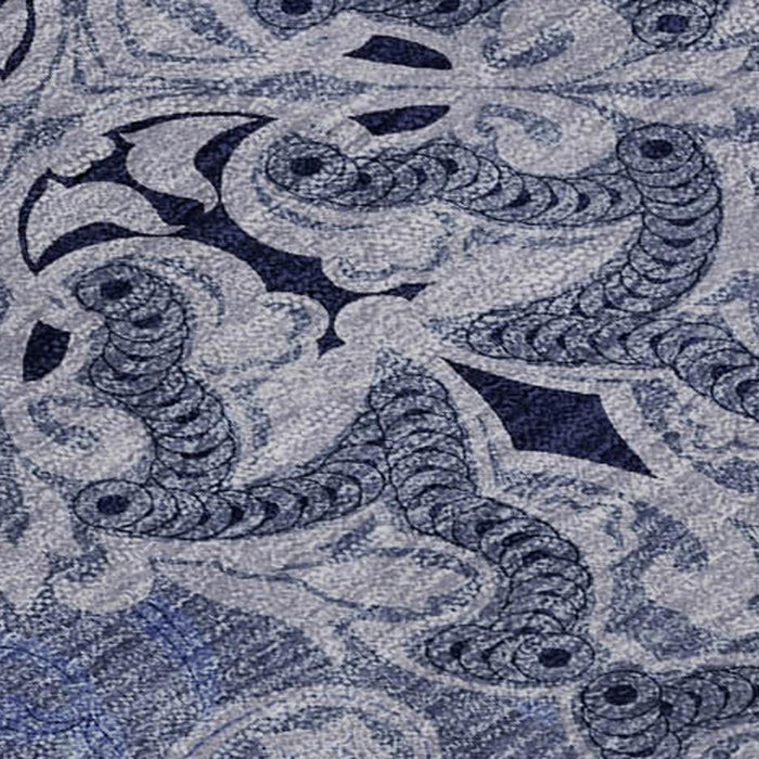 10' X 14' Medallion Washable Area Rug With UV Protection - Blue And Ivory